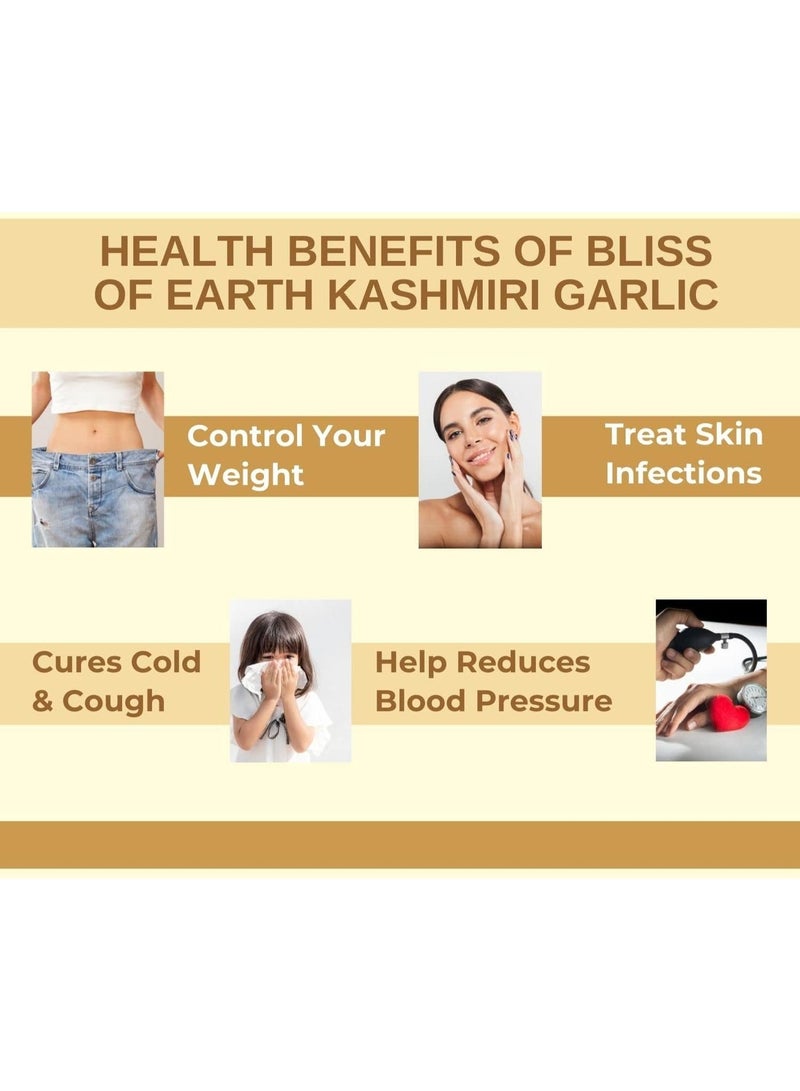 BLISS OF EARTH Naturally Organic Kashmiri Garlic From Indian Himalayas, Single Clove, Kashmiri Lahsun, Snow Mountain Garlicg Make Garlic Paste, Garlic Mayonnaise Good for Health 100gm pack of 3 - Image 5